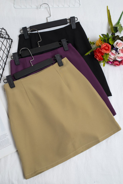 Lühike naiste seelik A-joonega ja kõrge vöökohaga