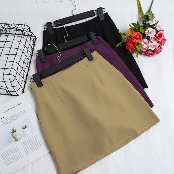 Lühike naiste seelik A-joonega ja kõrge vöökohaga