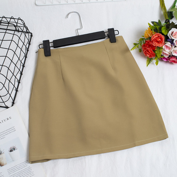 Lühike naiste seelik A-joonega ja kõrge vöökohaga