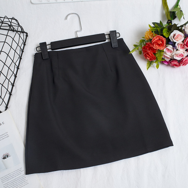 Lühike naiste seelik A-joonega ja kõrge vöökohaga