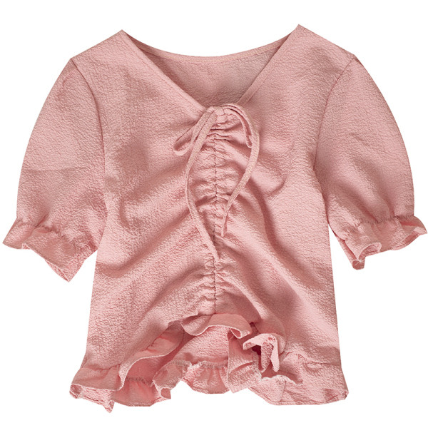 Tricou casual dama cu cravate si decolteu spitz