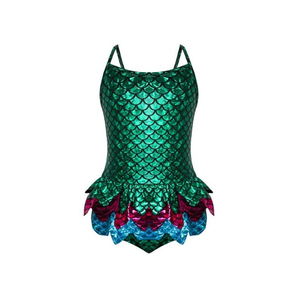 Bērnu pilnais peldkostīms meitenēm ar spīdīgu efektu un plānām lencēm