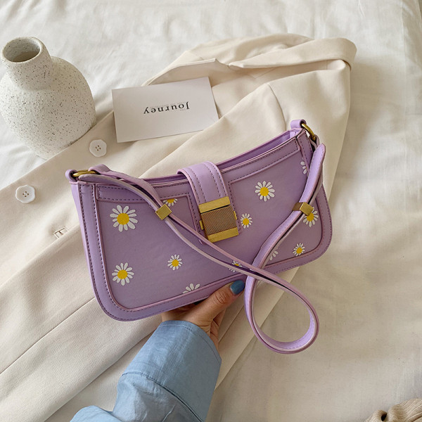 Mini geanta de dama moderna din piele ecologica cu model floral