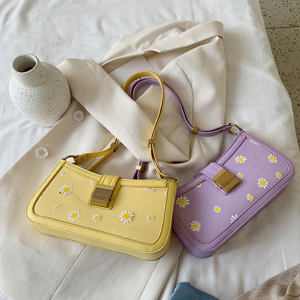 Mini geanta de dama moderna din piele ecologica cu model floral