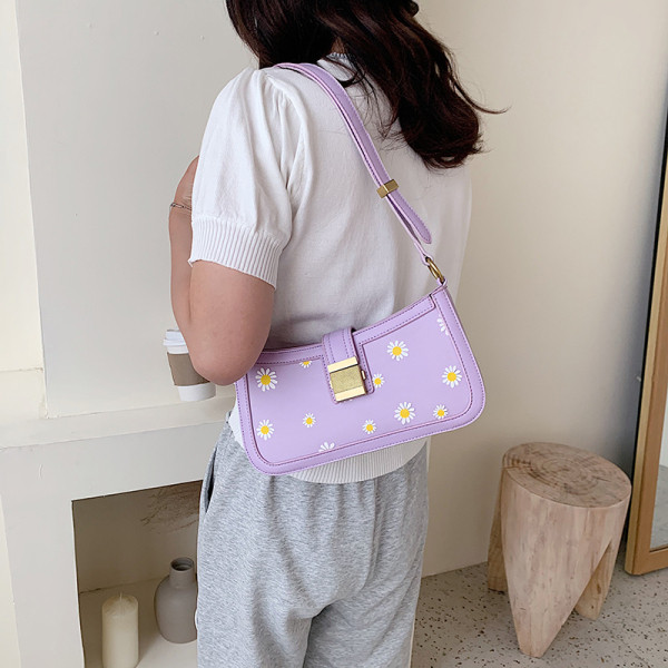 Mini geanta de dama moderna din piele ecologica cu model floral