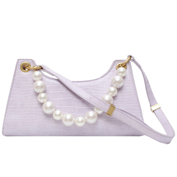 Geanta de dama eleganta din piele ecologica si perle decorative