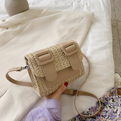Модерна дамска плетена чанта с дълга дръжка