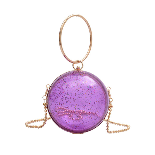 Naiste moodne ümmargune pika metallist käepidemega kott