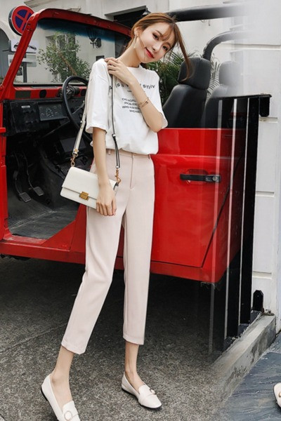 Pantaloni moderni de dama cu talie inalta si marimi pana la 3XL