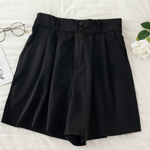 Pantaloni largi de dama cu nasturi si talie inalta