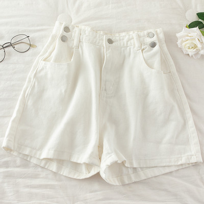 Naiste lühikesed nööpide ja taskutega teksad