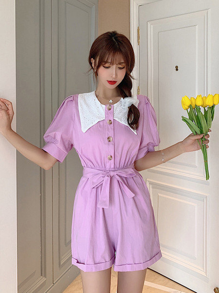 Salopeta de dama retro cu nasturi si guler