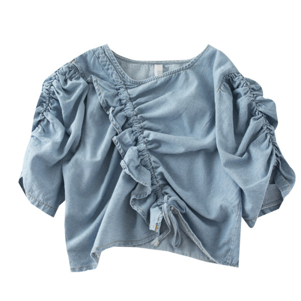 Sieviešu retro stila blūze ar saitēm un lokām