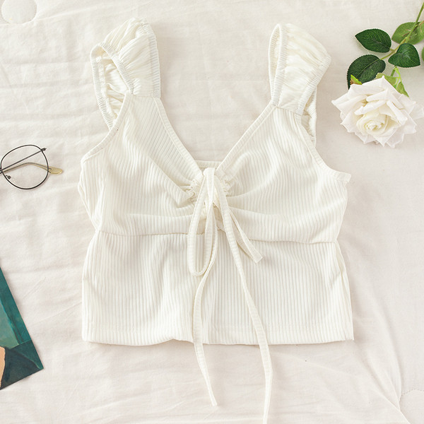 Maiou de zi cu zi pentru damă, cu cravate și decolteu spitz