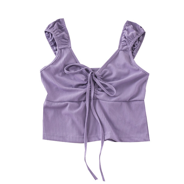 Maiou de zi cu zi pentru damă, cu cravate și decolteu spitz