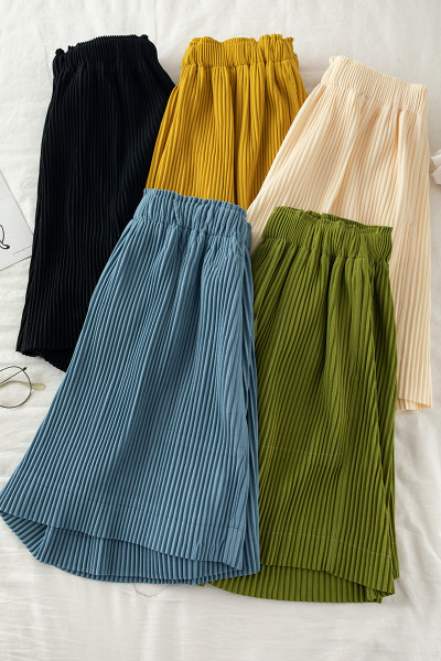 Pantaloni de dama plisati cu talie inalta