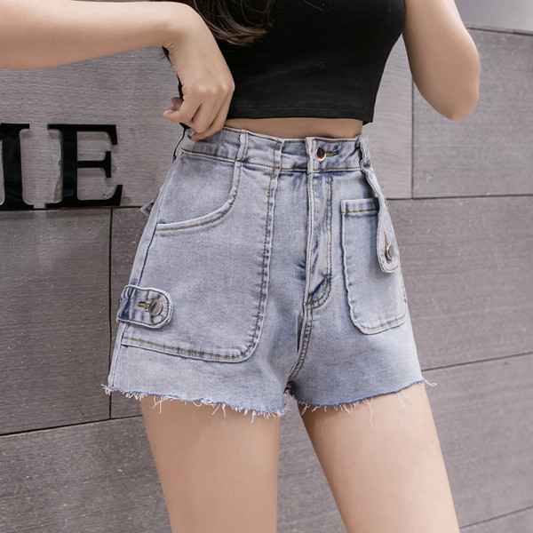 Ежедневни дамски къси дънкови панталони с висока талия 