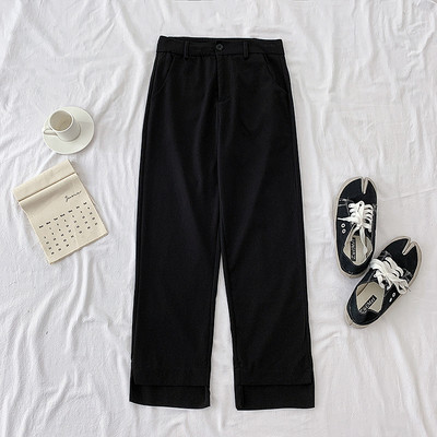 Modernas sieviešu bikses ar augstu vidukli un pogu