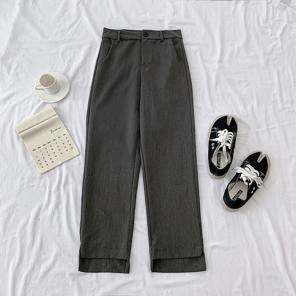 Modernas sieviešu bikses ar augstu vidukli un pogu