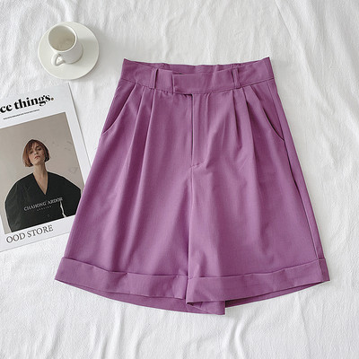 Дамски къси панталони-широк модел с висока талия