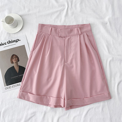 Дамски къси панталони-широк модел с висока талия