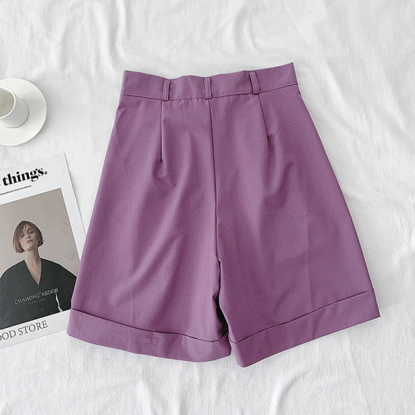 Дамски къси панталони-широк модел с висока талия