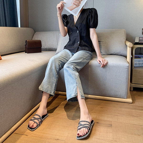 Papuci de vara dama cu bretele incrucisate doua modele