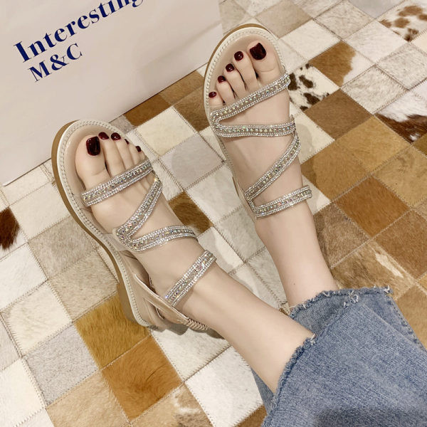 Sandale de dama moderne cu bretele din silicon si pietre