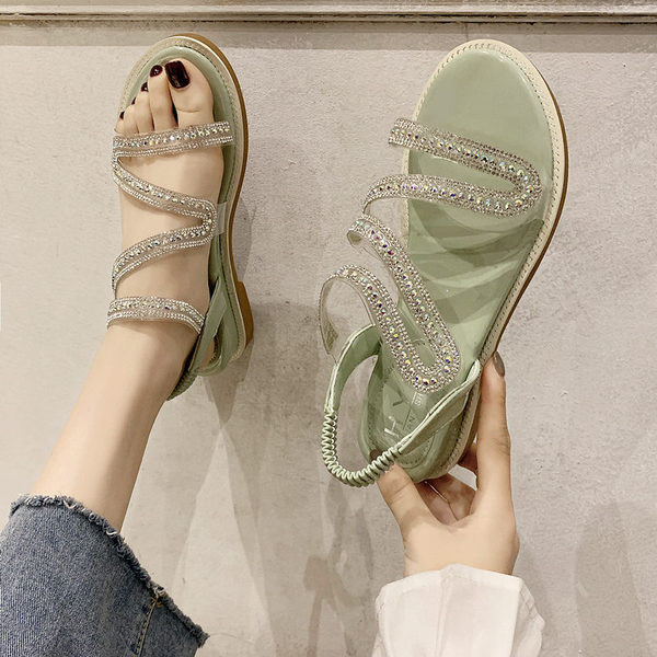 Sandale de dama moderne cu bretele din silicon si pietre