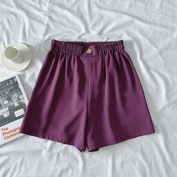 Női rövidnadrág elasztikus derékkal és gombbal