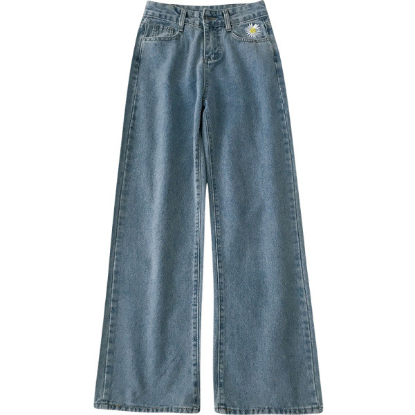 Blugi casual dama cu broderie si buzunare