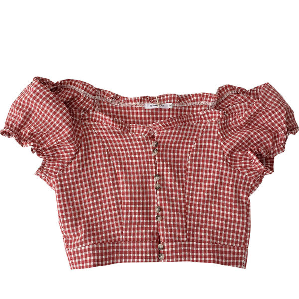 Cămașă scurtă de damă cu mâneci scurte și nasturi