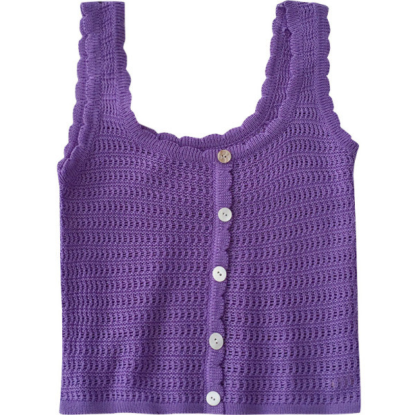 Καθημερινό γυναικείο αμάνικο με κουμπιά και στρογγυλή λαιμόκοψη