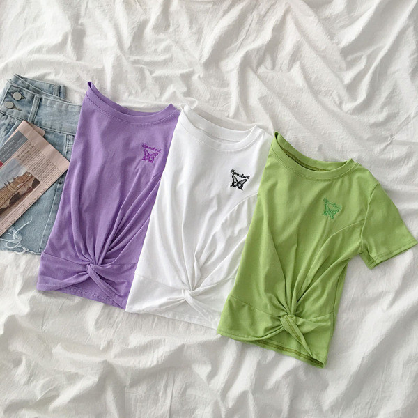 Naiste vabaaja tikandite ja lühikeste varrukatega t-särk