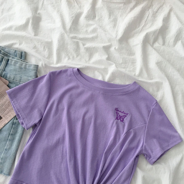 Naiste vabaaja tikandite ja lühikeste varrukatega t-särk