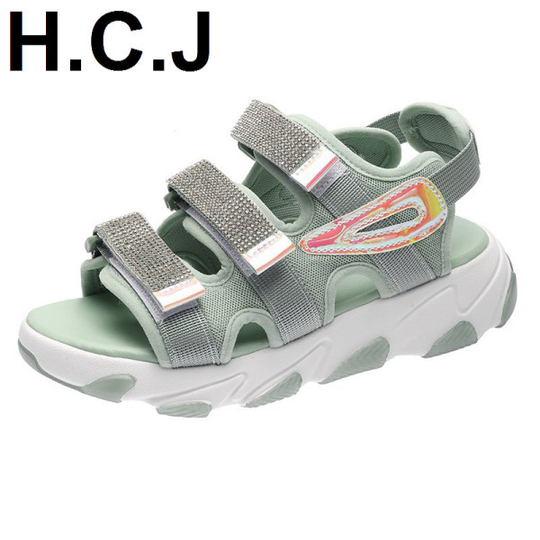 Sandale de dama cu velcro si talpa inalta