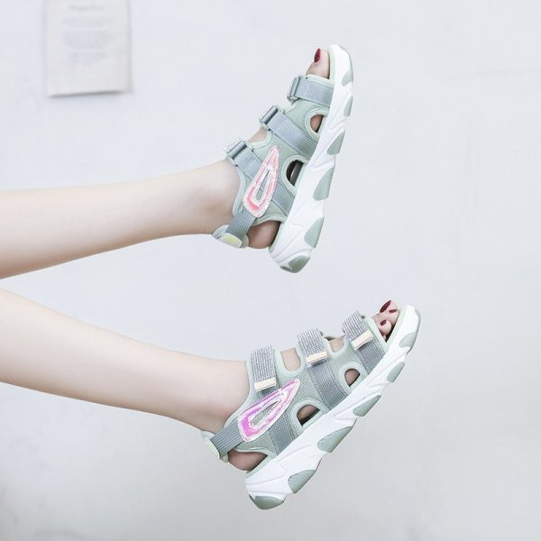 Sandale de dama cu velcro si talpa inalta