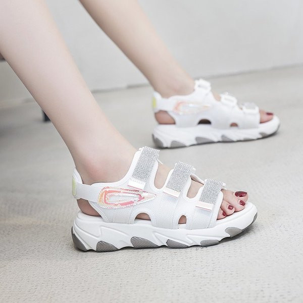 Sandale de dama cu velcro si talpa inalta