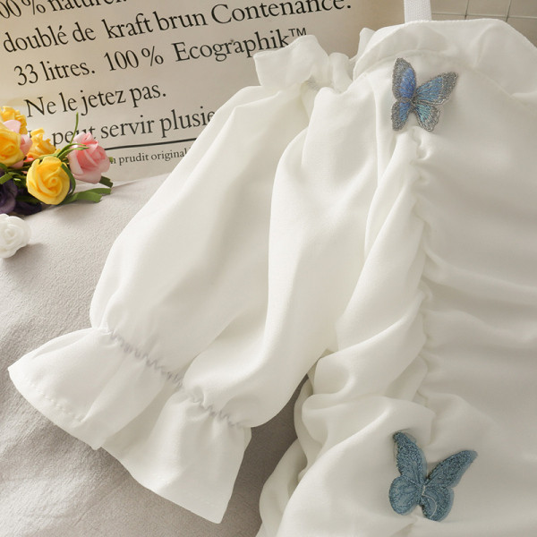 Valge naiste kleit aplikatsioonidega