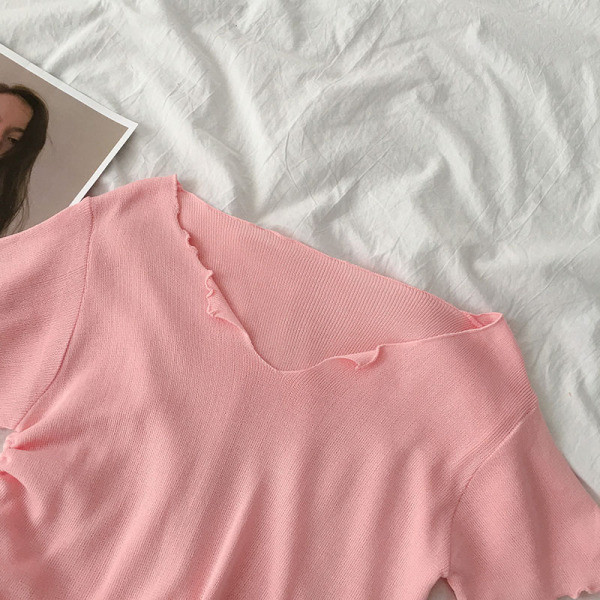 Tricou dama cu cravate si decolteu spitz