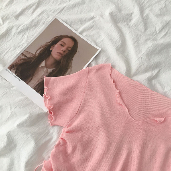 Tricou dama cu cravate si decolteu spitz