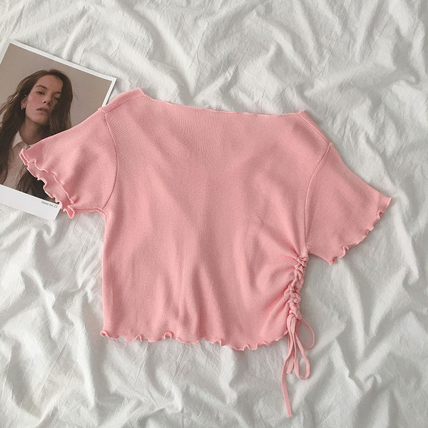 Tricou dama cu cravate si decolteu spitz