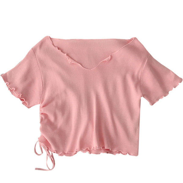 Tricou dama cu cravate si decolteu spitz