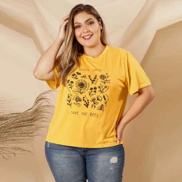 Γυναικείο casual μπλουζάκι με απλικέ και μεγέθη έως 4XL