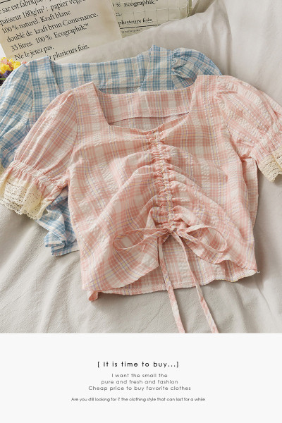 Bluză retro de damă cu decolteu pătrat și cravate