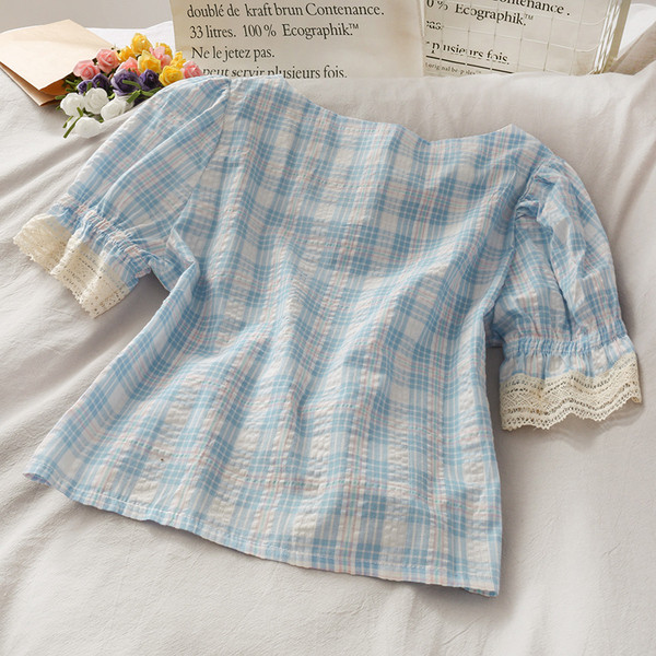 Bluză retro de damă cu decolteu pătrat și cravate