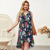 Rochie de vara de dama cu bretele late si model floral