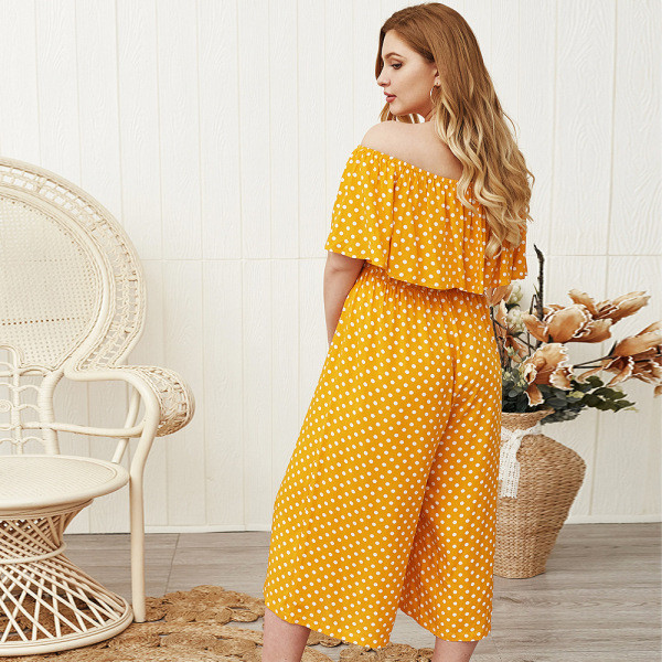 Liela izmēra moderns sieviešu kombinezons ar punktveida piedurknēm