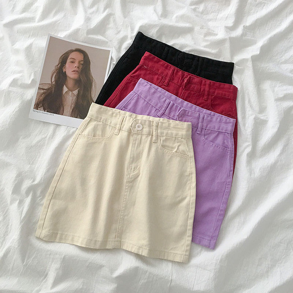 Ležerna ženska suknja s džepovima i visokim strukom