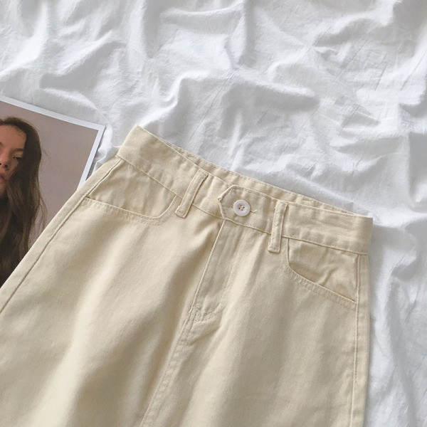 Ležerna ženska suknja s džepovima i visokim strukom